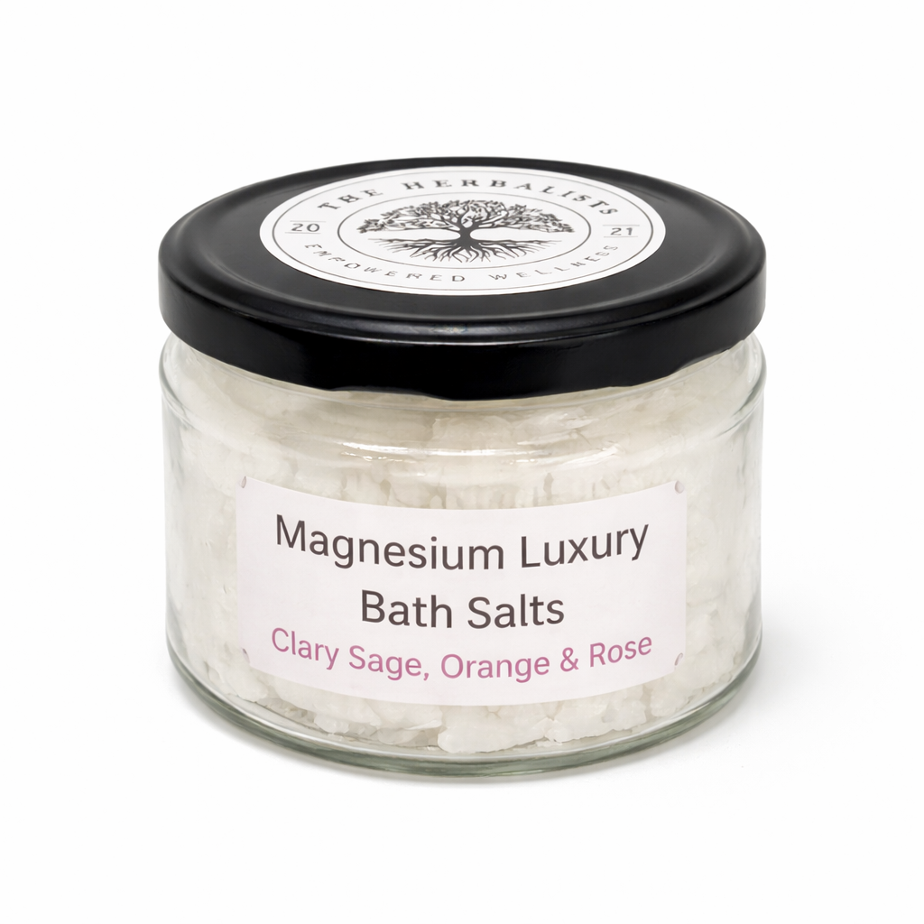 Magnesium Luxury Bath Salts Clary Sage, Orange & Rose 200gm